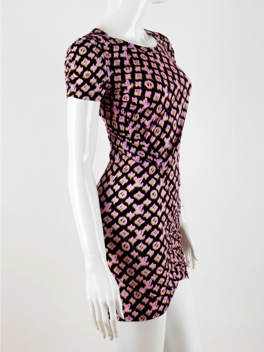 Louis Vuitton ICONIC SS 2011 Blurred Monogram Ruched Mini Dress- Size Small - Picture 4 of 13